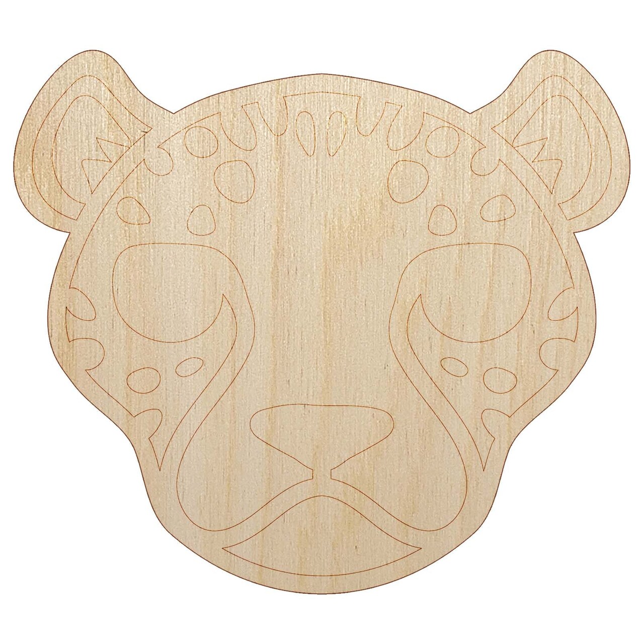 Spotted Cheetah head Unfinished Wood Shape Piece Cutout for DIY Craft Projects